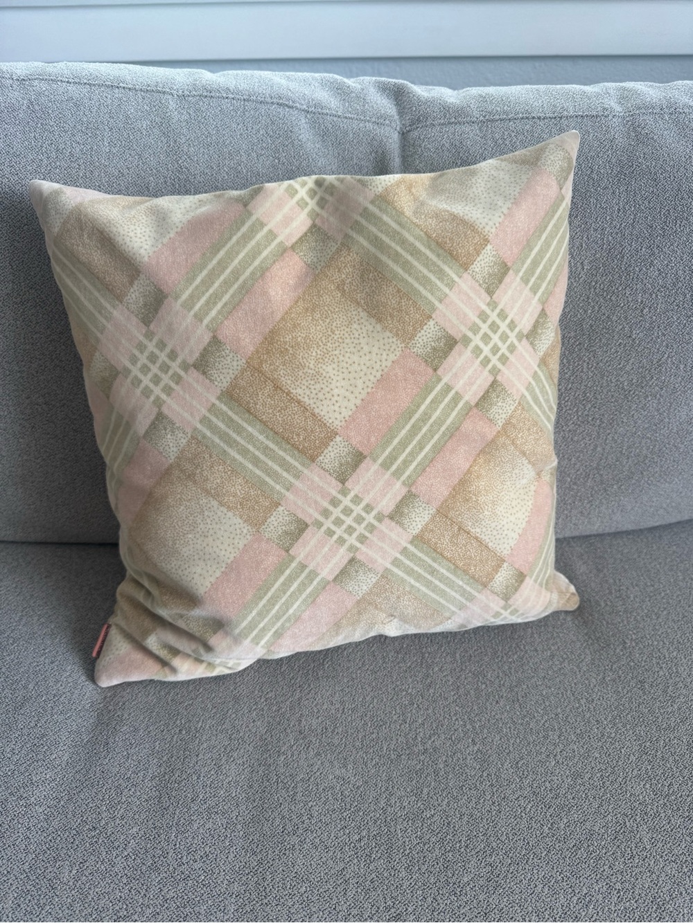 Missoni Home Pastel Plaid Velour Down Accent Pillow in Pink, Green & Beige